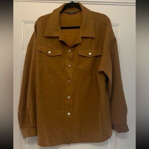 SHEIN Curve cognac shacket